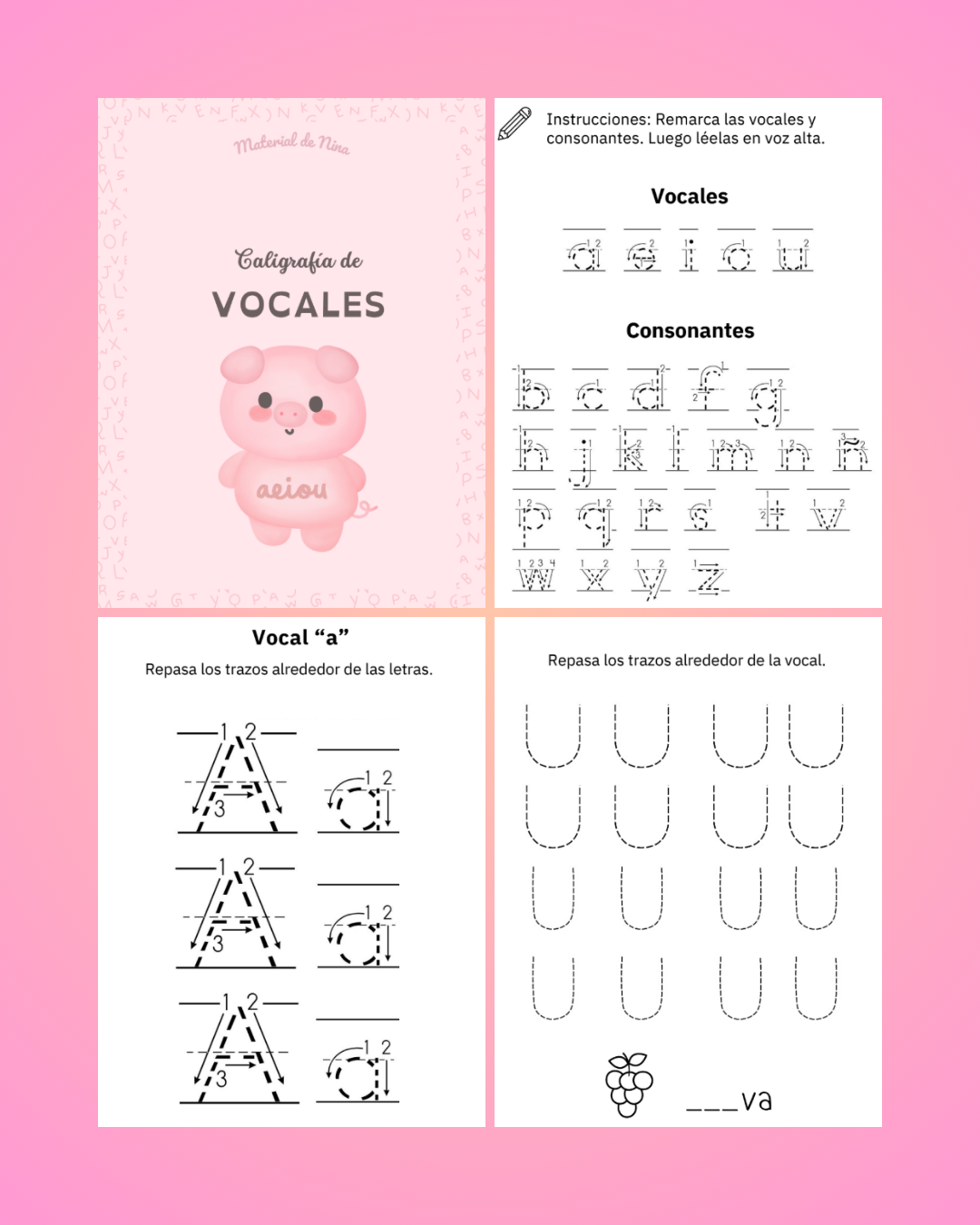 Caligrafía de Vocales – Cuaderno para Repasar Letras y Mejorar la Escritura Inicial