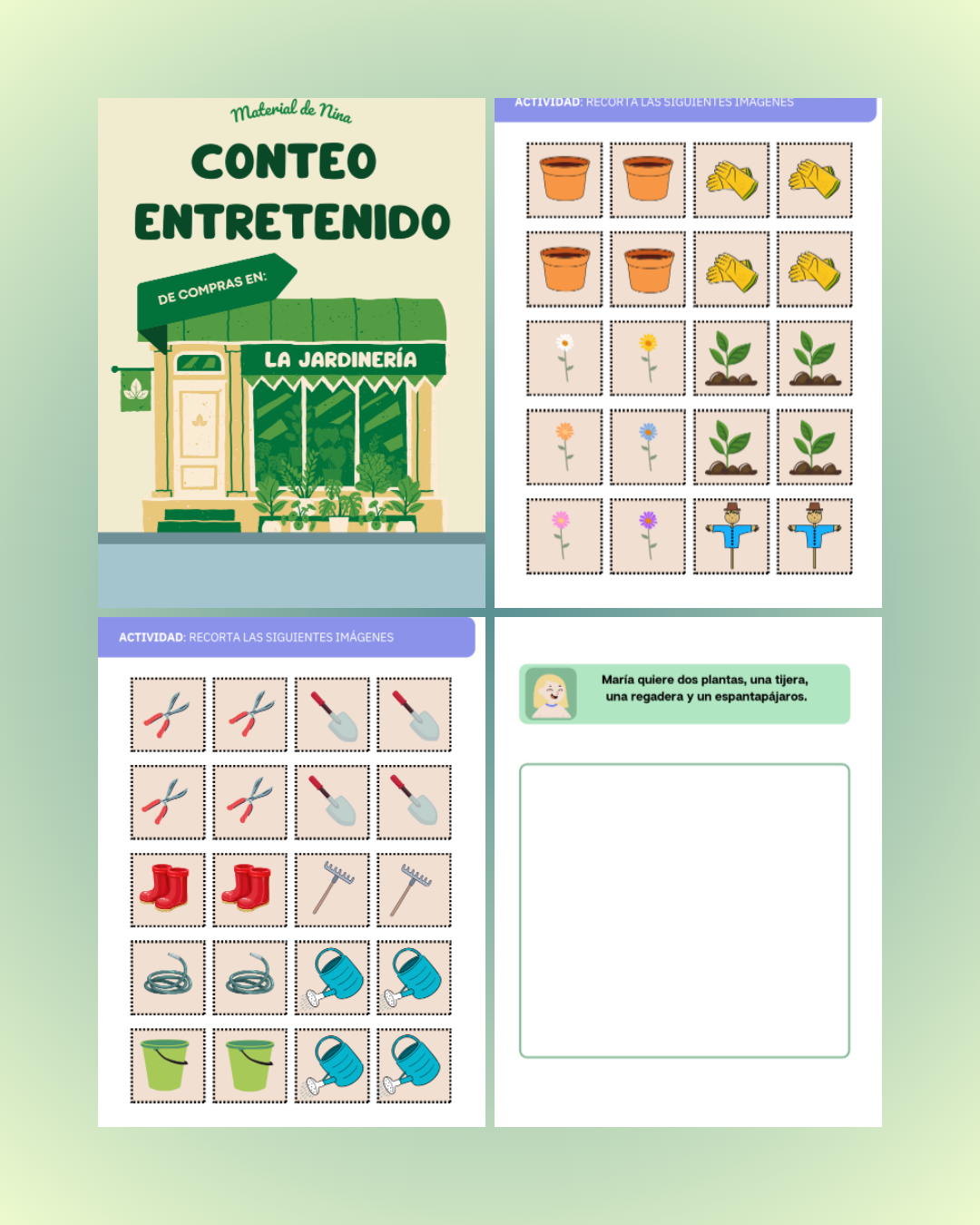 Conteo entretenido cuadernillo jardineria