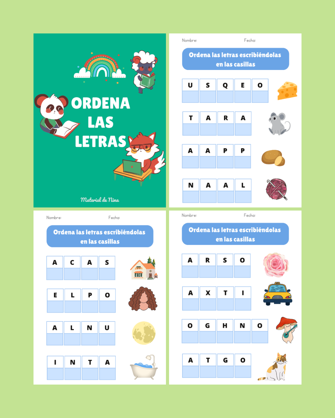 Actividad Dinámica para Enseñar Escritura: Ordenar Letras y Formar Palabras - Descarga Ya