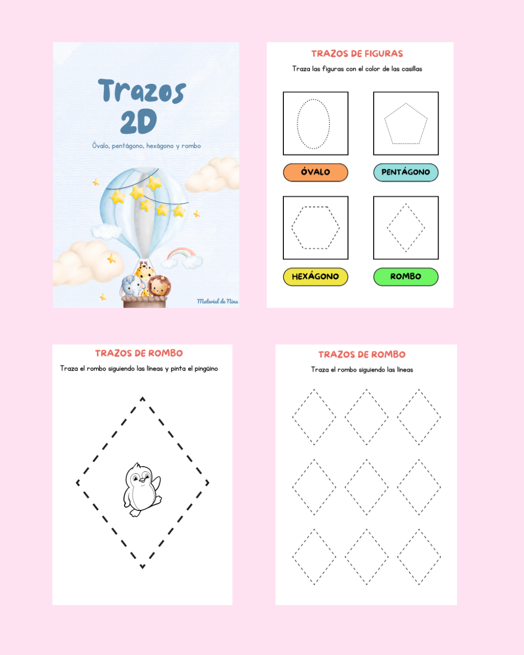 🔷✏️ Actividad Imprimible para Aprender Figuras Geométricas con Trazos