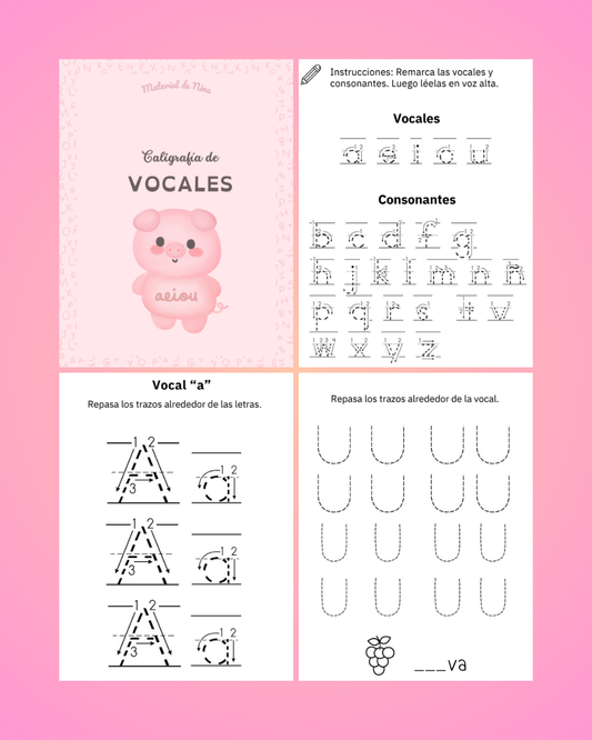 Caligrafía de Vocales – Cuaderno para Repasar Letras y Mejorar la Escritura Inicial