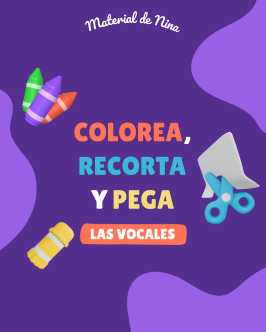 Colorea, recorta y pega vocales