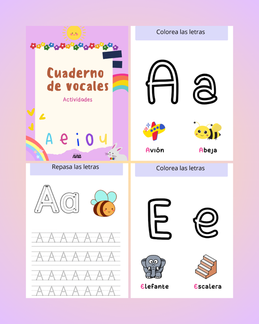 Cuaderno de vocales, caligrafía y más