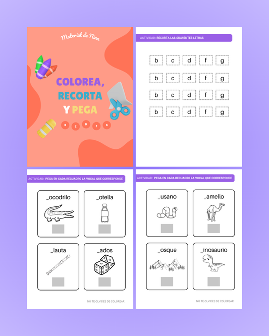 Colorea, recorta y pega consonantes 1