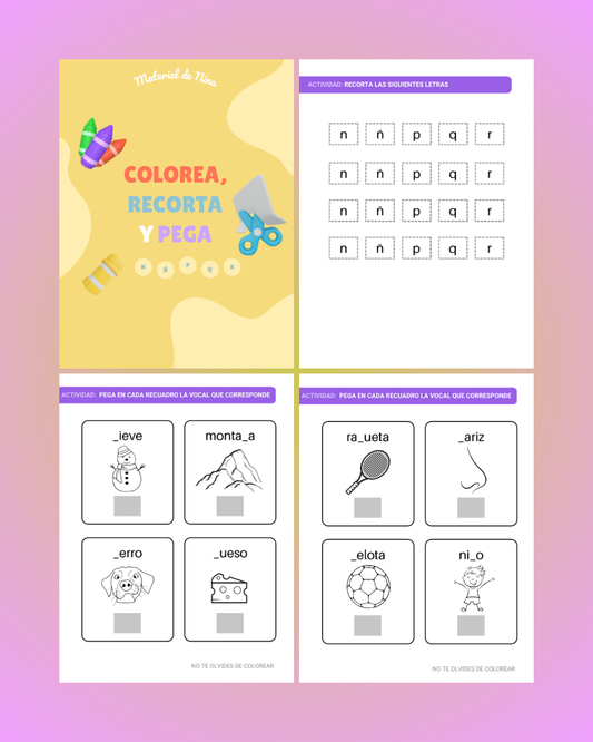 Colorea, recorta y pega consonantes parte 3