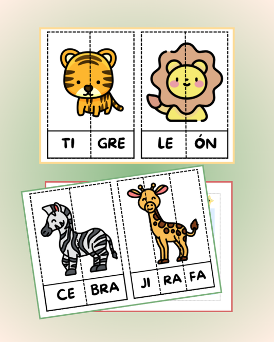 Puzzle - Animales y sus sílabas