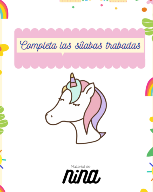 Completa las sílabas - Actividades de lectoescritura para imprimir