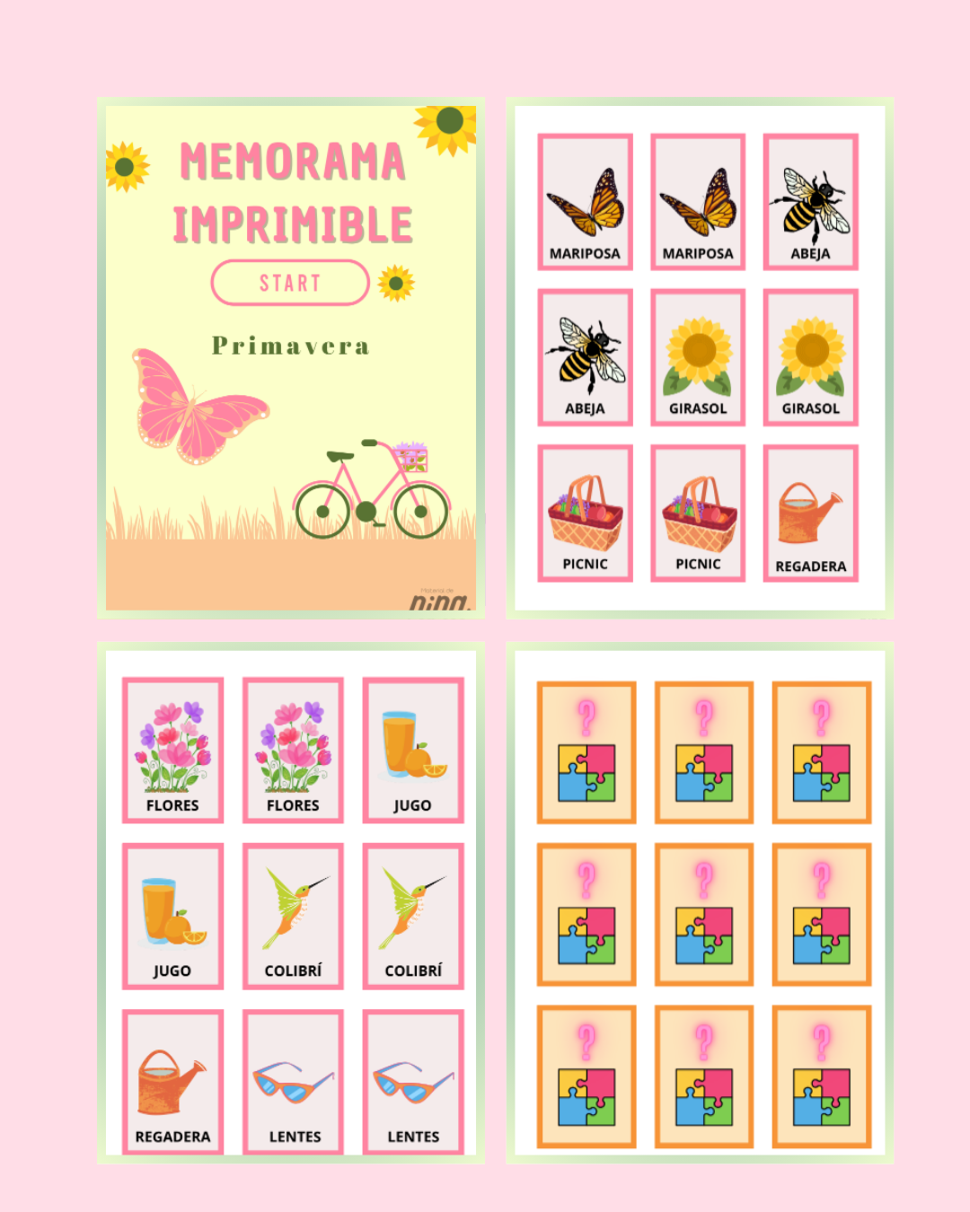 Juego de memoria de primavera