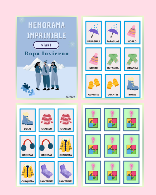 Juego de Memoria Vocabulario Ropa de Invierno