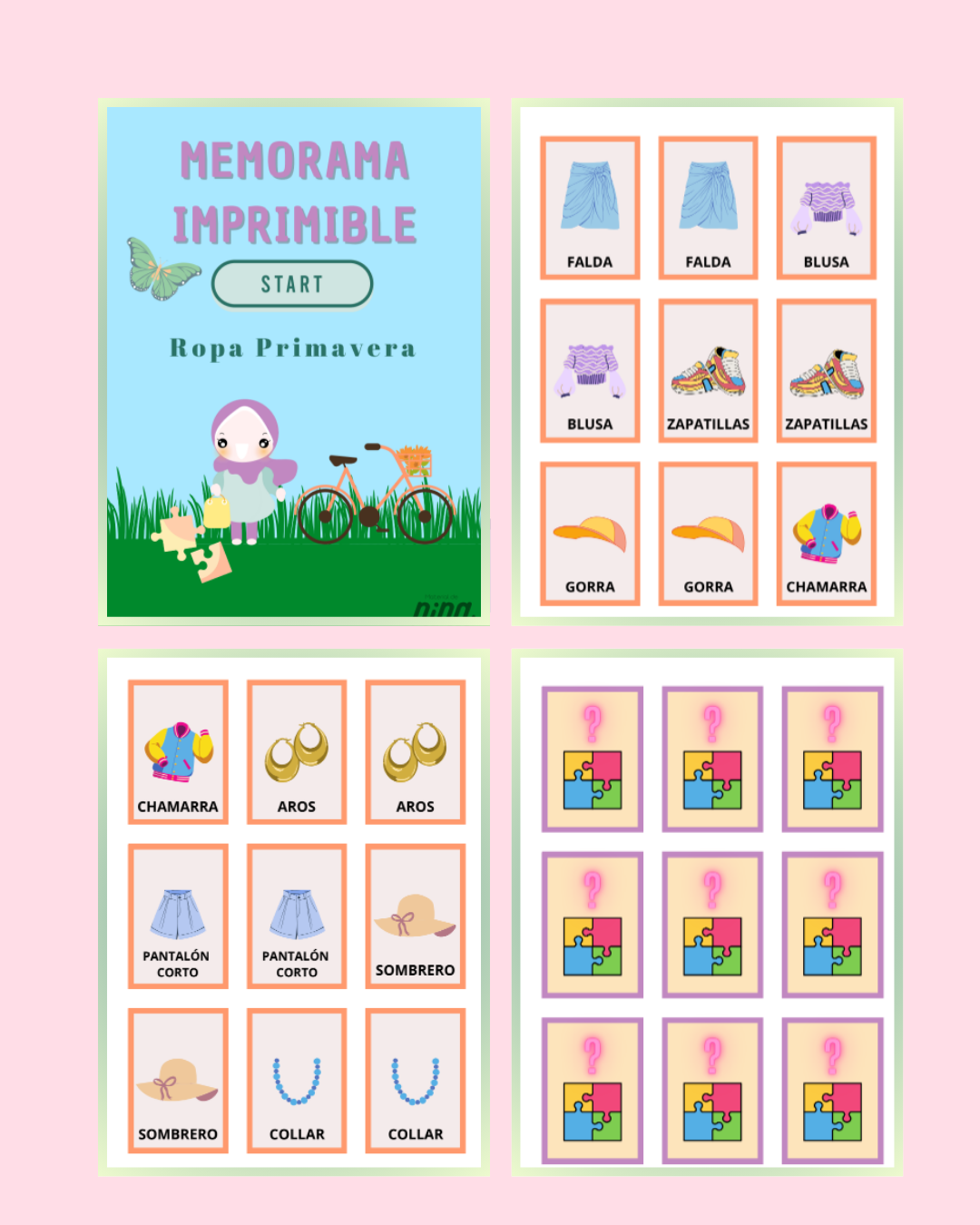 Juego de memoria ropa de verano
