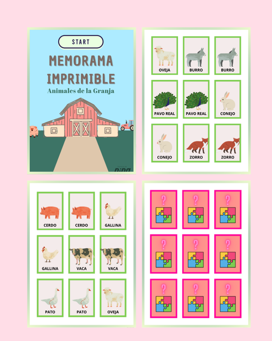 Juego de Memoria Animales de la Granja