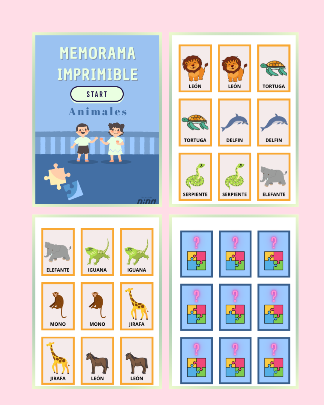 Juego de memoria de animales