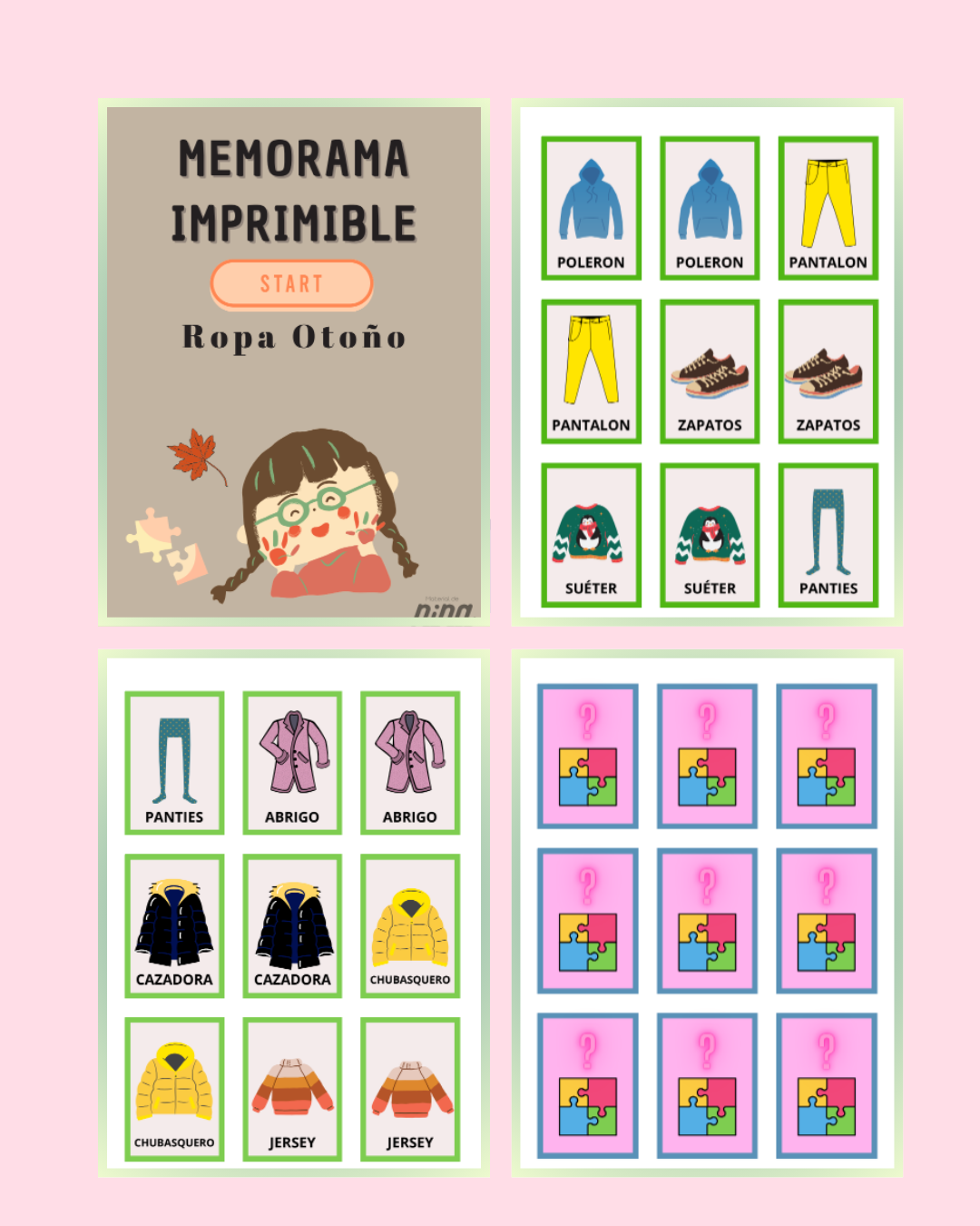 Juego de Memoria Ropa de Otoño