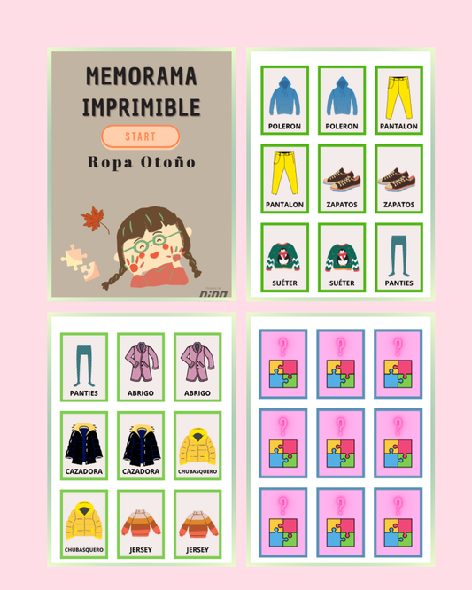Juego de Memoria Ropa de Otoño