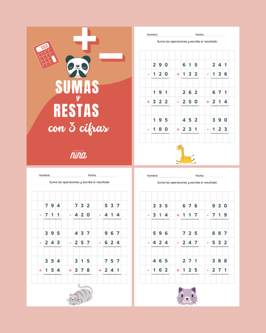 Sumas y restas 3 cifras