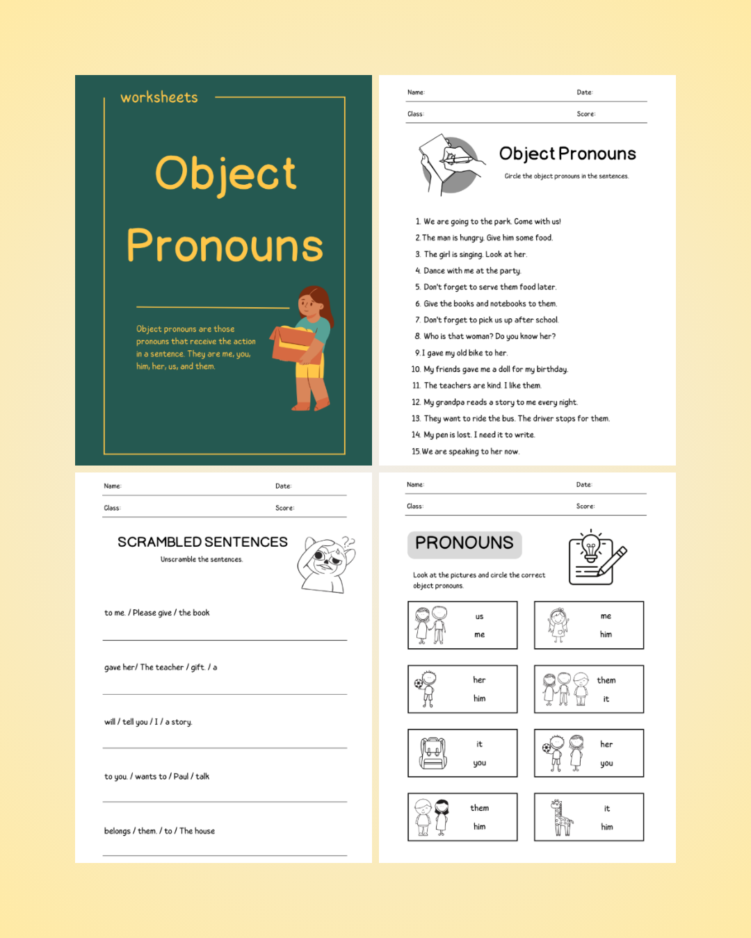 Object Pronouns Printable Worksheets