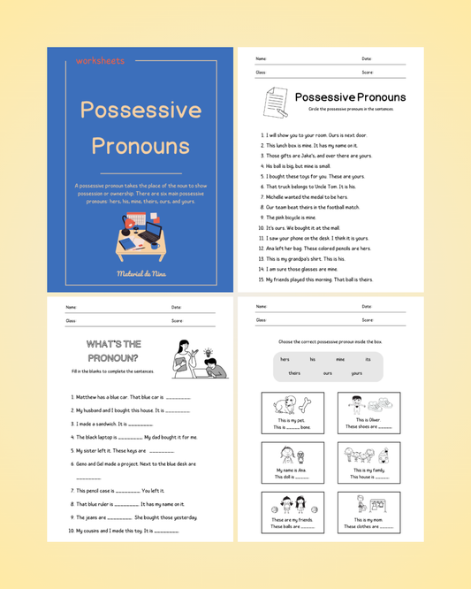 Possessive Pronouns Printable Worksheets