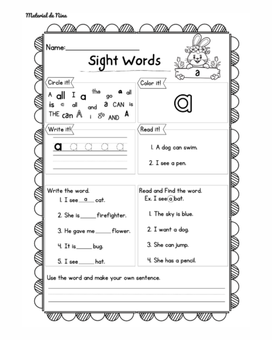 Sight Word a