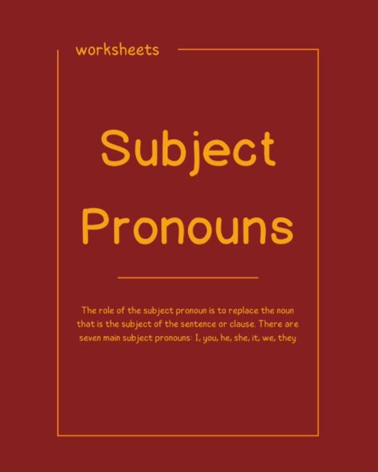 Subject Pronouns Printable Worksheets