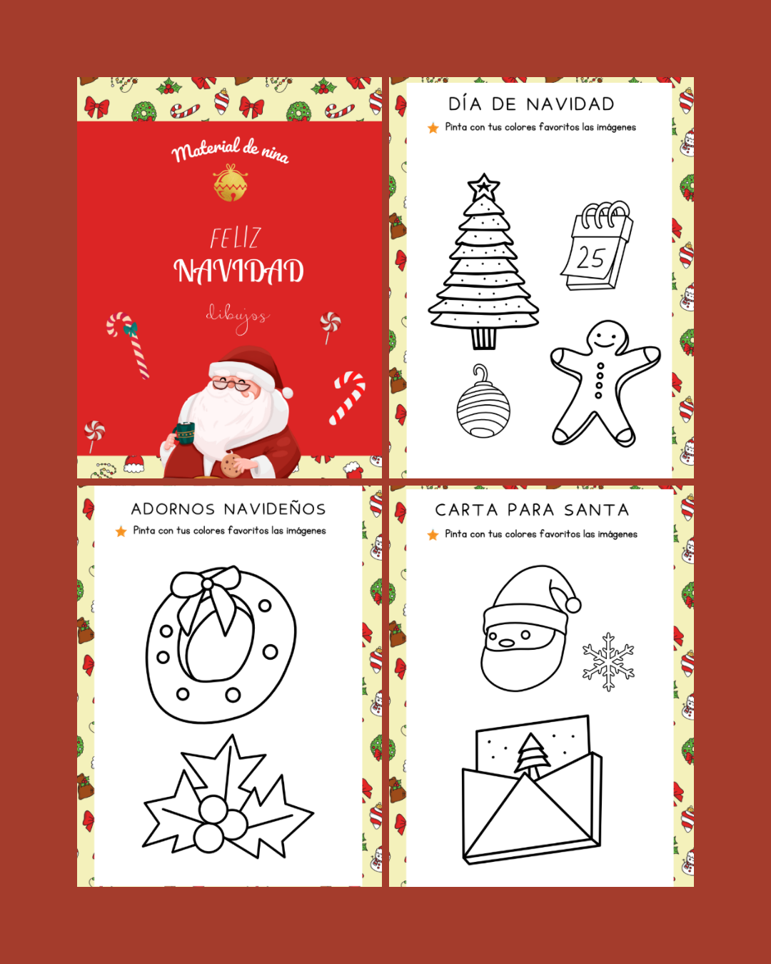 Libro para colorear Feliz Navidad