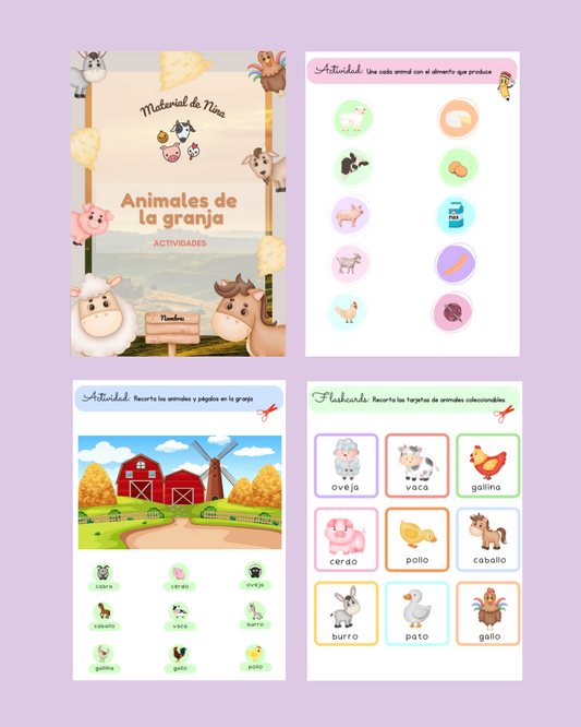 Actividad para aprender los animales de la granja - Descarga gratis para imprimir