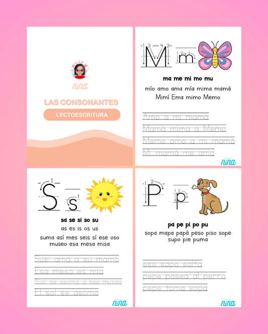 Fichas Educativas Caligrafía de Consonantes – Lectoescritura para Imprimir