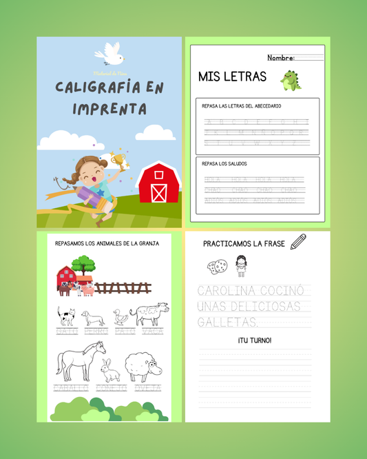 Actividad para Repasar Caligrafía en Imprenta – Letras y Frases para Fortalecer la Escritura