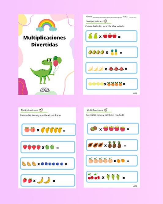 Actividades para aprender a multiplicar con frutas - Descarga gratis