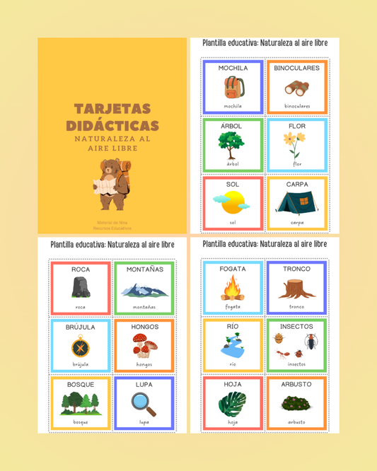 🌳🏕️ Tarjetas de la Naturaleza y de Camping para Niños: Aprende y Explora (Descarga Gratis)