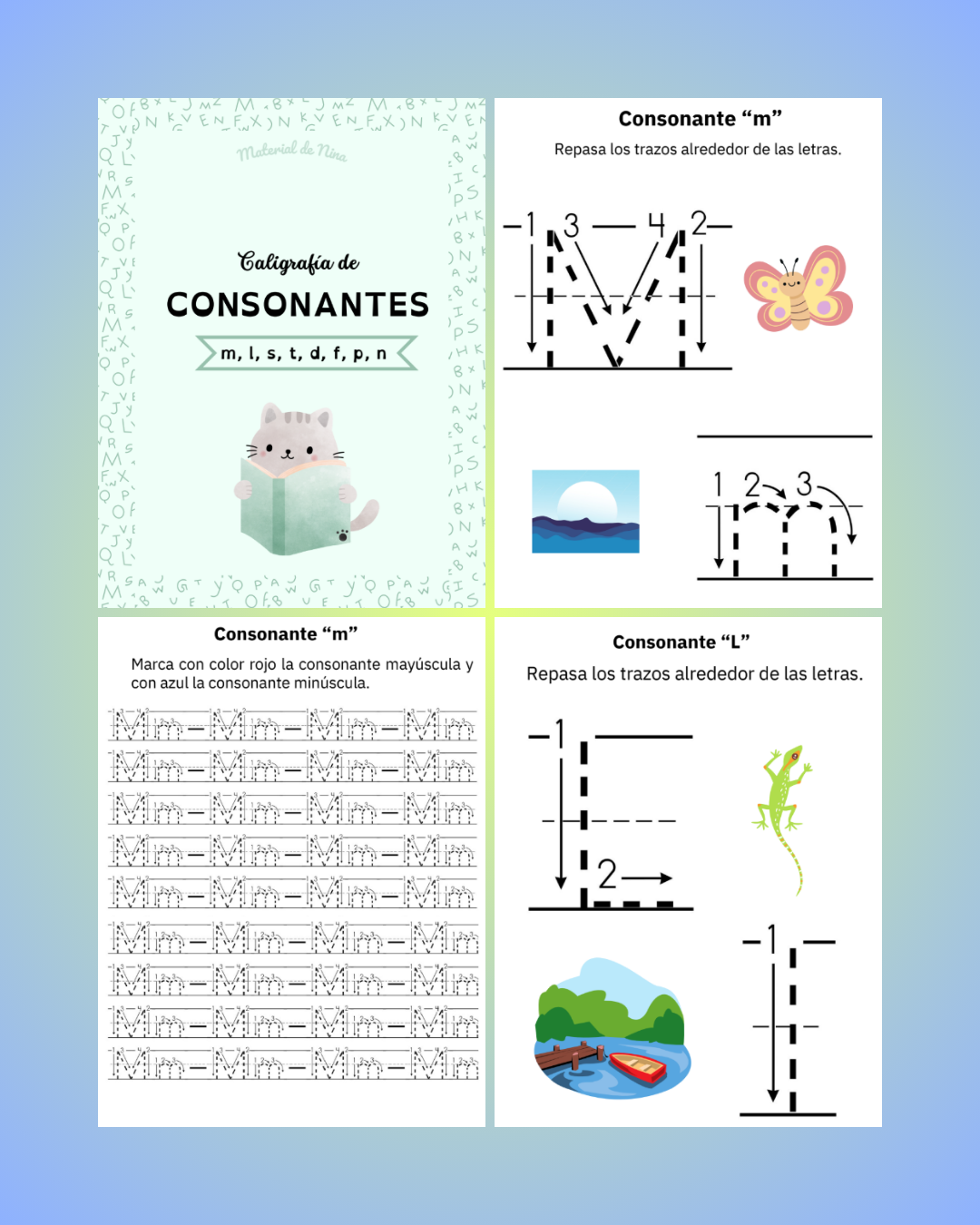 Fichas de Caligrafía de Consonantes para Imprimir Gratis – Actividades Educativas en Español