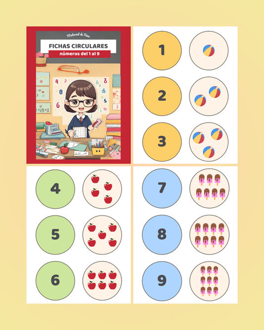 🔢🎓 Material Educativo de Conteo Inicial: Aprende a Contar del 1 al 9 con Fichas y Objetos (Descarga Gratis)