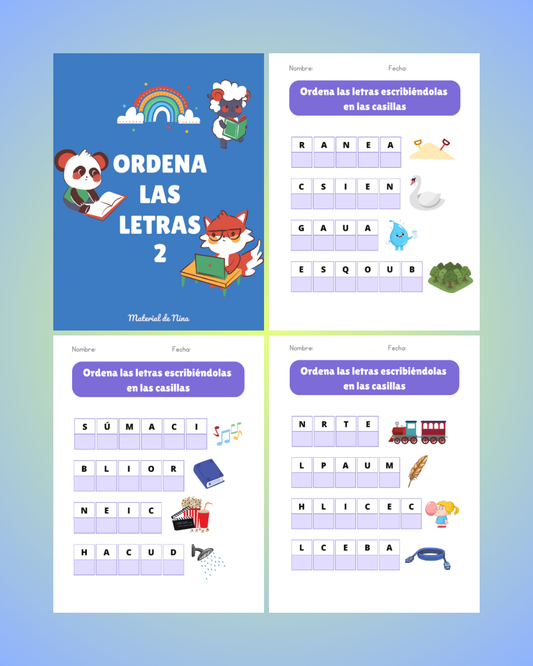 Cuaderno de escritura Actividad para Formar Palabras: Ordena Letras
