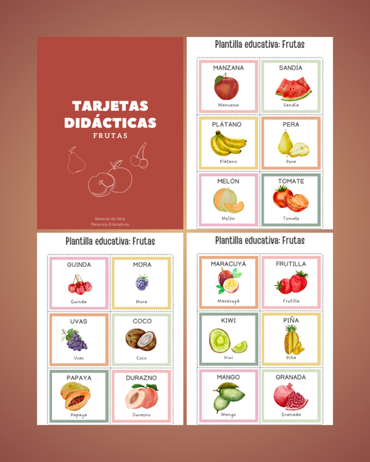 Tarjetas Didácticas de Frutas: Aprende Vocabulario Jugando (Descarga Gratis)